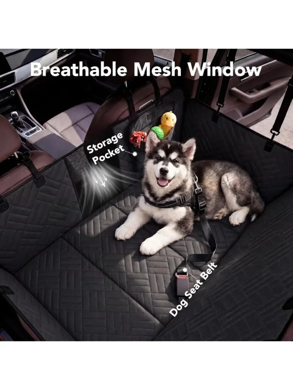 Waterproof Dog Car Seat Cover Hammock, Hard Bottom, Heavy-Duty for 400lbs Pets